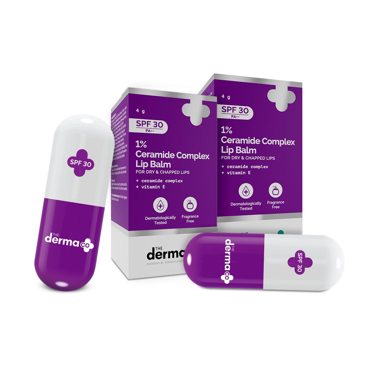 1% Ceramide Complex Lip Balm with Ceramides & Vitamin E, SPF 30 PA++ for Dry & Chapped Lips - 4g (Pack Of 2)