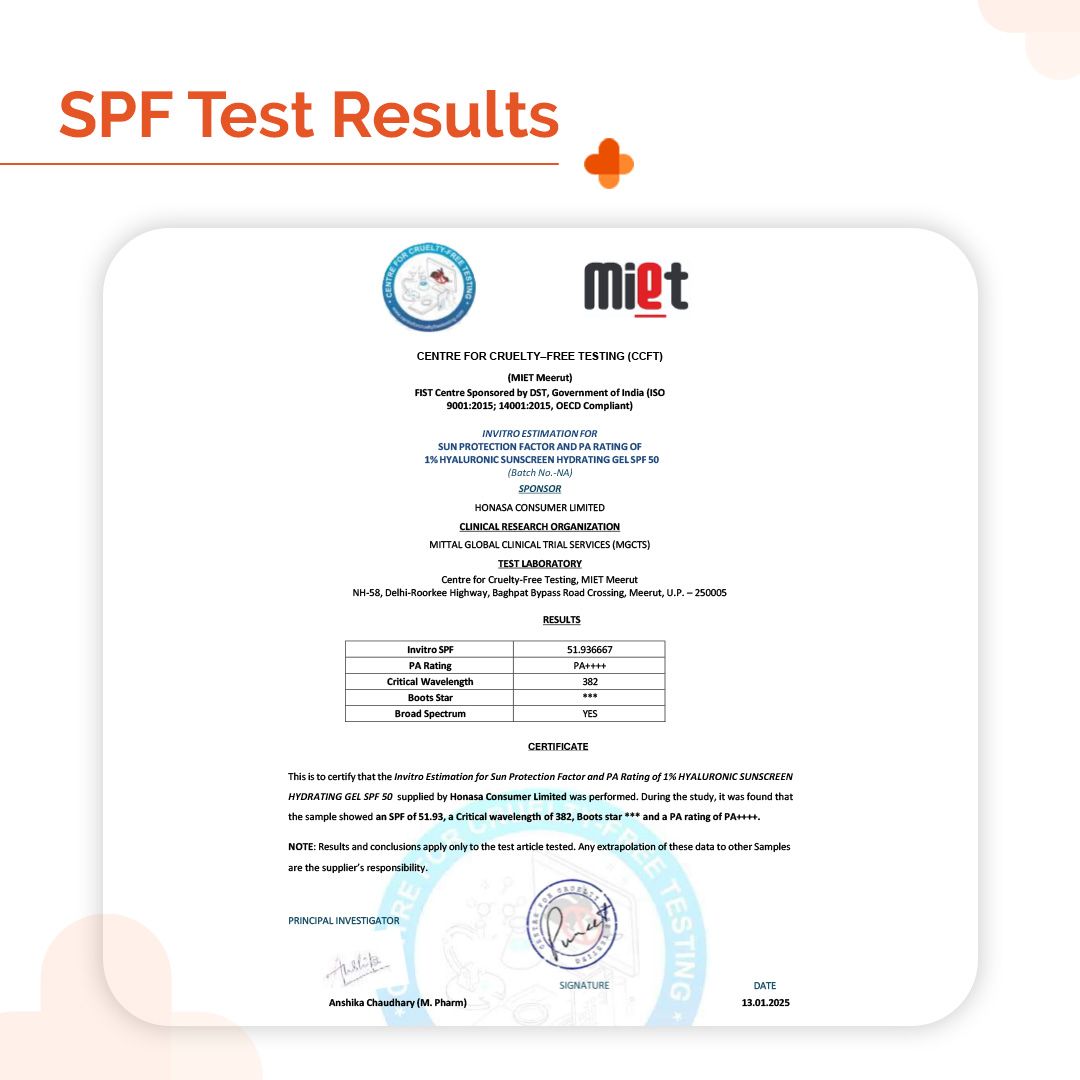 1% Hyaluronic Sunscreen Hydrating Gel with SPF 50 PA++++ - 50 g (Pack of 2)