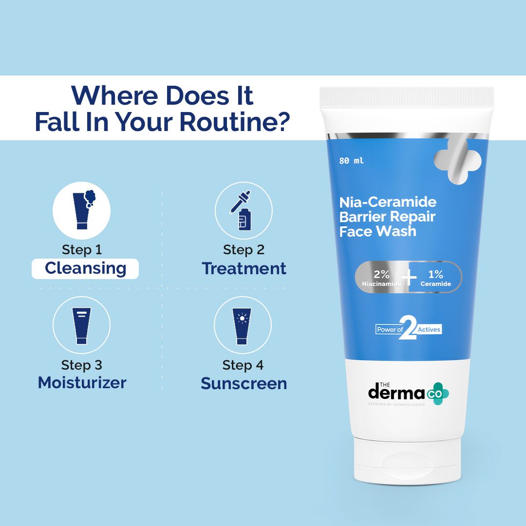 Nia-Ceramide Barrier Repair Face Wash with 2% Niacinamide and 1% Ceramide - 80ml