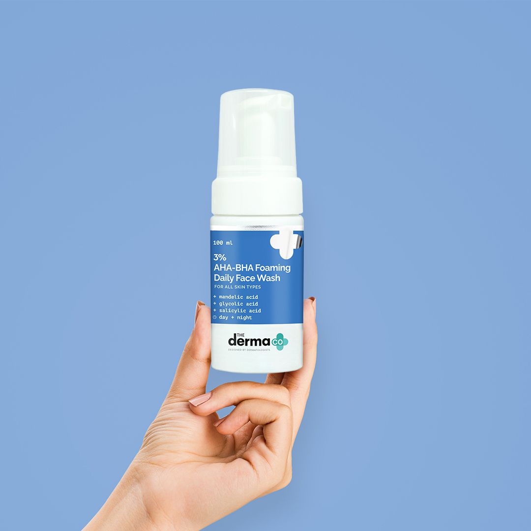 the derma co 3% aha bha foaming daily face wash