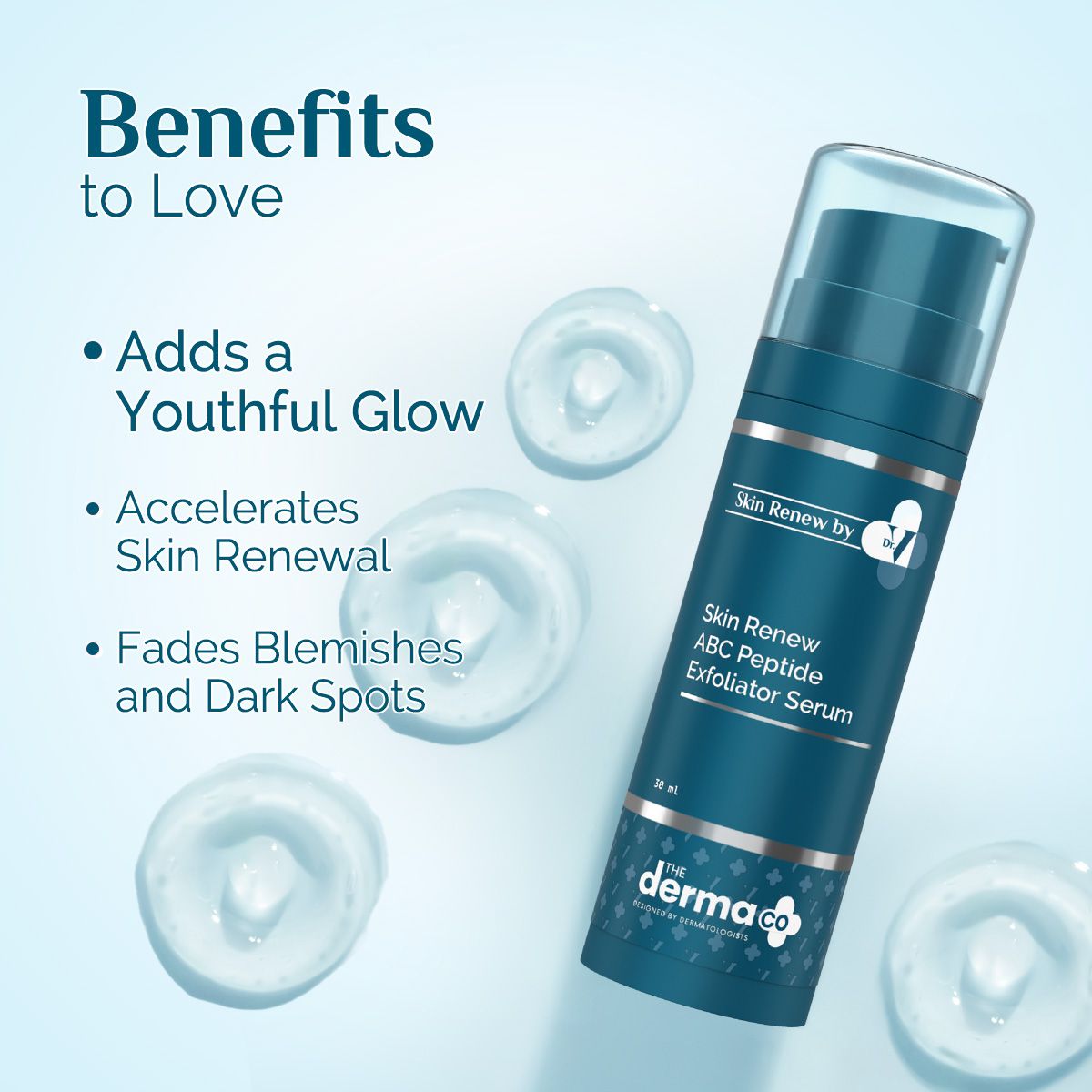 The Derma Co. X Dr V Skin Renew ABC Peptide Exfoliator Serum with Lactic Acid, Salicylic Acid, and Peptides - 30 ml