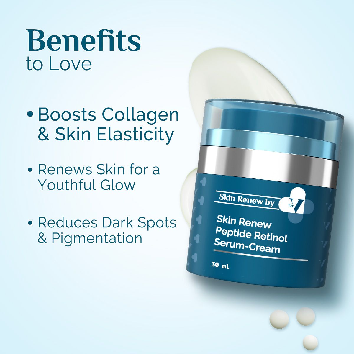 The Derma Co. X Dr V Skin Renew Peptide Retinol Serum-Cream with Peptide & Retinol - 30 ml