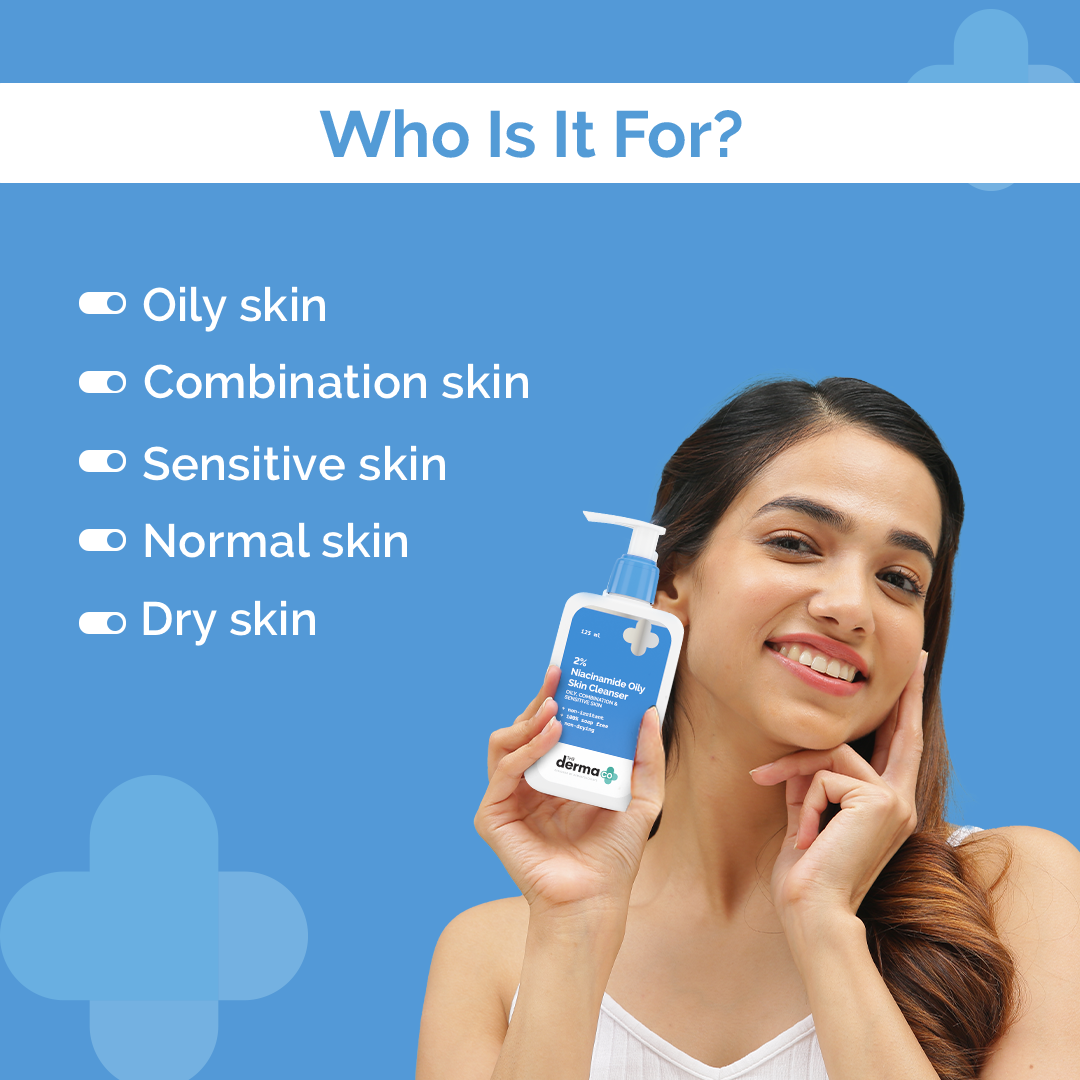 2% Niacinamide Oily Skin Cleanser for Sensitive, Oily & Combination Skin 125 ml  Non-Irritant | 100% Soap-Free | Non-Drying | Gently Cleanses Makeup
