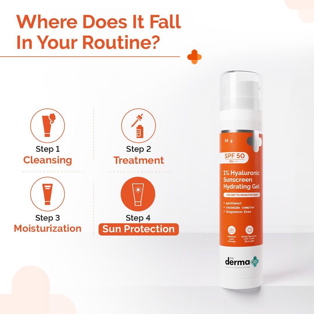 1% Hyaluronic Sunscreen Hydrating Gel with SPF 50 PA++++ - 50 g (Pack of 2)