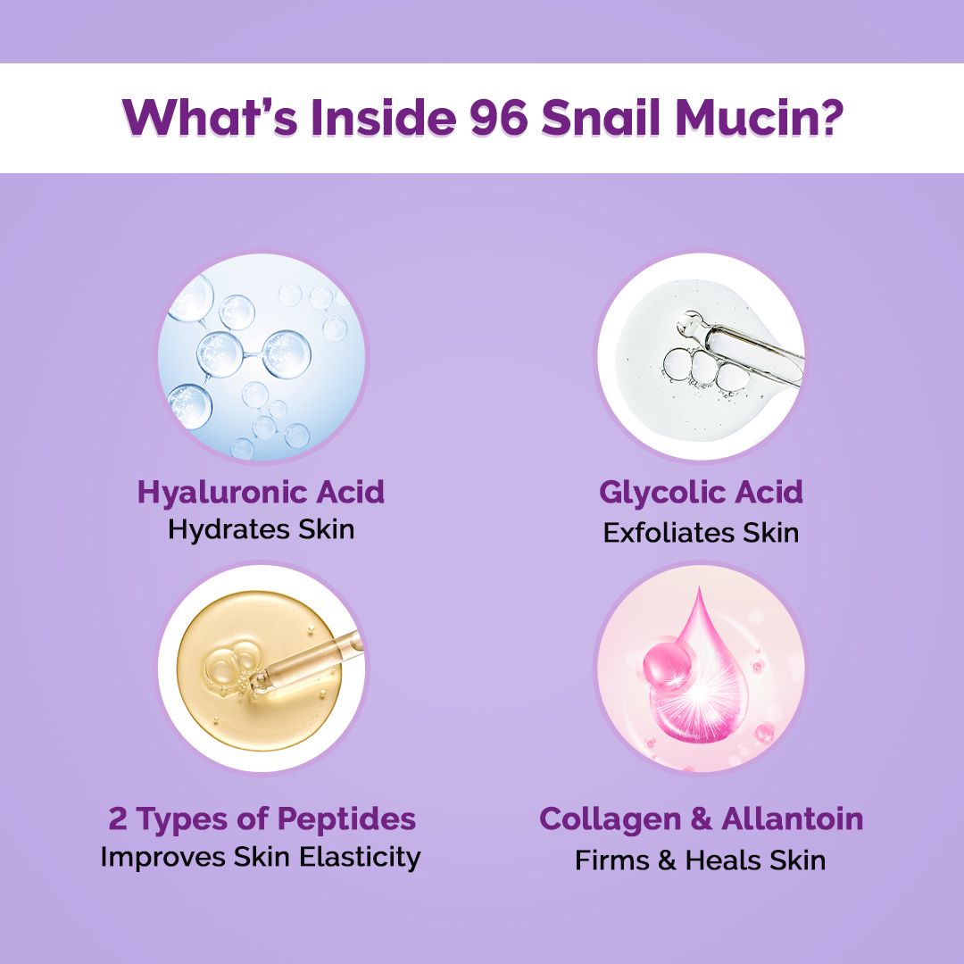 Snail Peptide 96 Hydrating Serum with Snail Mucin & Peptide Complex for Smooth & Moisturized Skin - 80 ml