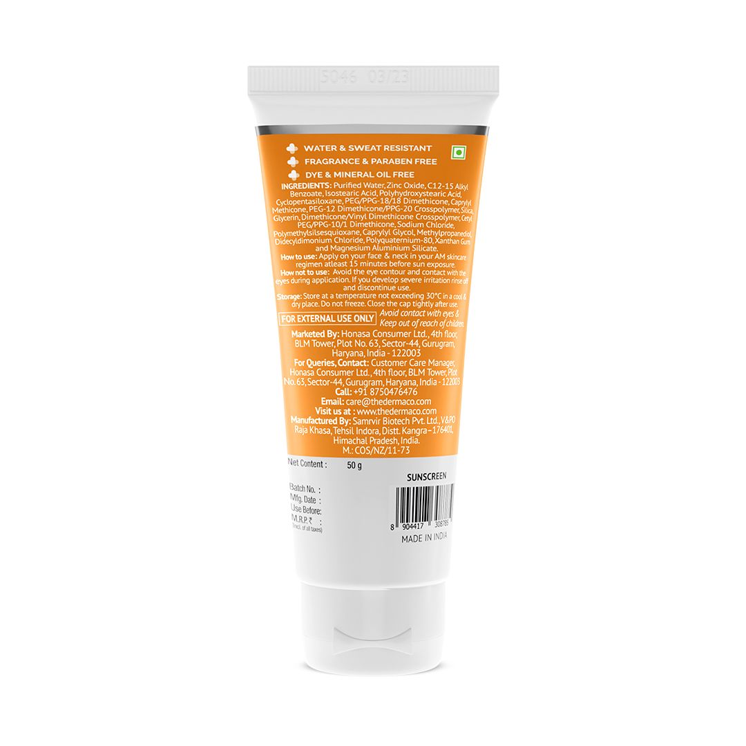 Ultra Light Zinc Mineral Sunscreen with SPF 50 For Broad Spectrum, UVA, UVB &  Blue Light Protection - 50g