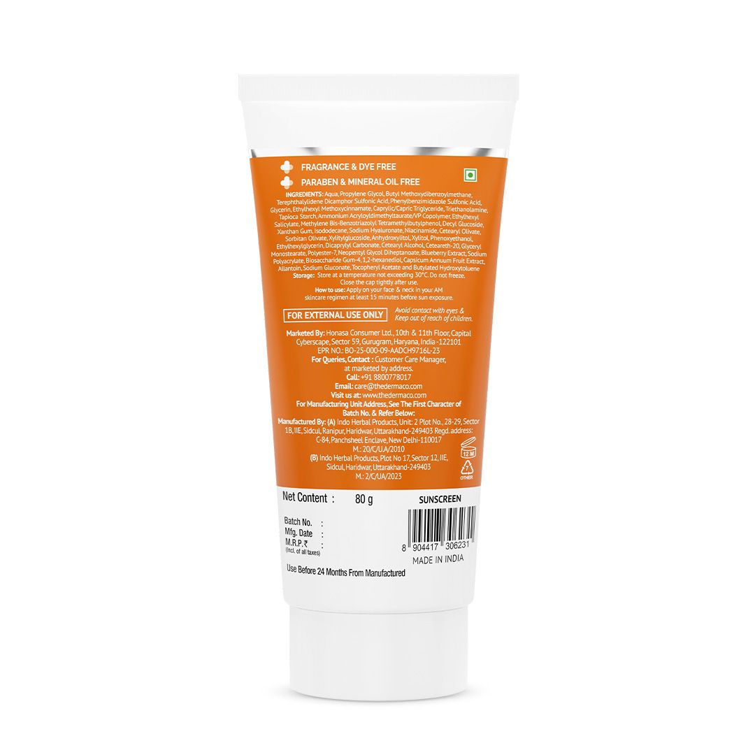 1% Hyaluronic Sunscreen Aqua Gel In-Vivo Tested (ISO 24444:2019 Certified, CTRI/2025/02/080287) with SPF 50 & PA++++ - 80g