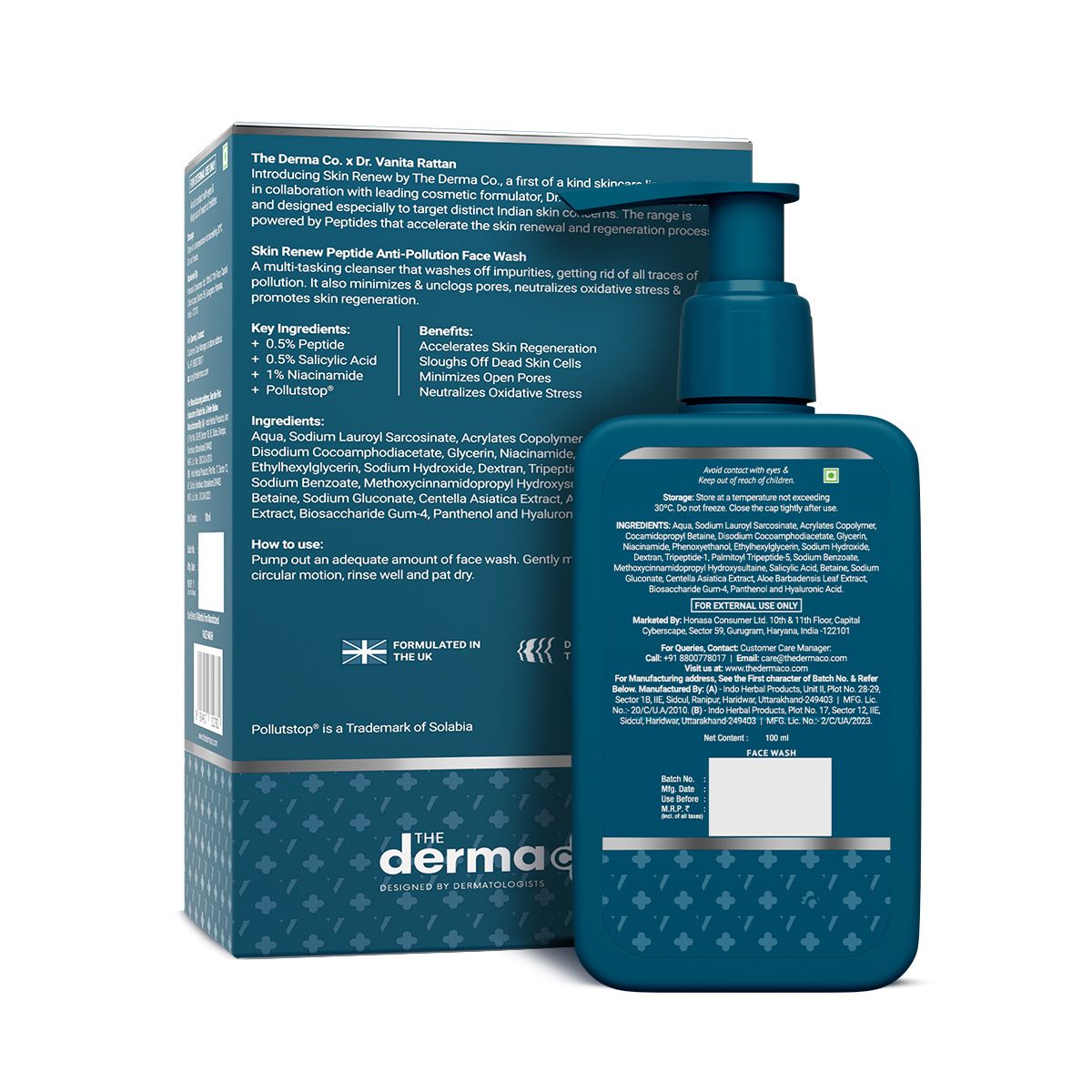 The Derma Co. X Dr V Skin Renew Peptide Anti-Pollution Face Wash with Peptides & Niacinamide - 100 ml