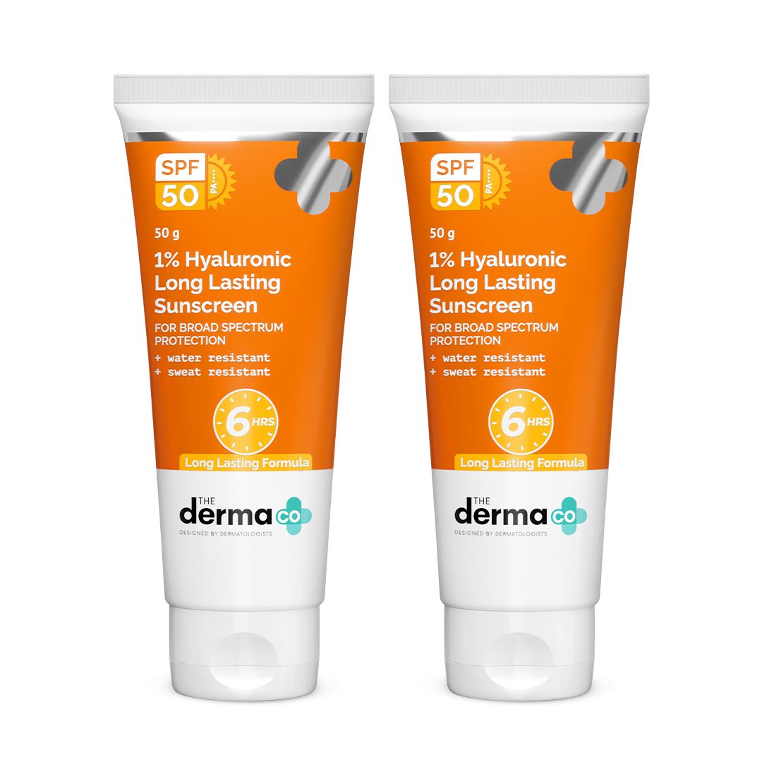 1% Hyaluronic Long Lasting Sunscreen SPF 50 & PA++++ with Hyaluronic Acid & Vitamin E  for Upto 6-Hour Sun Protection- 50 g (Pack of 2)