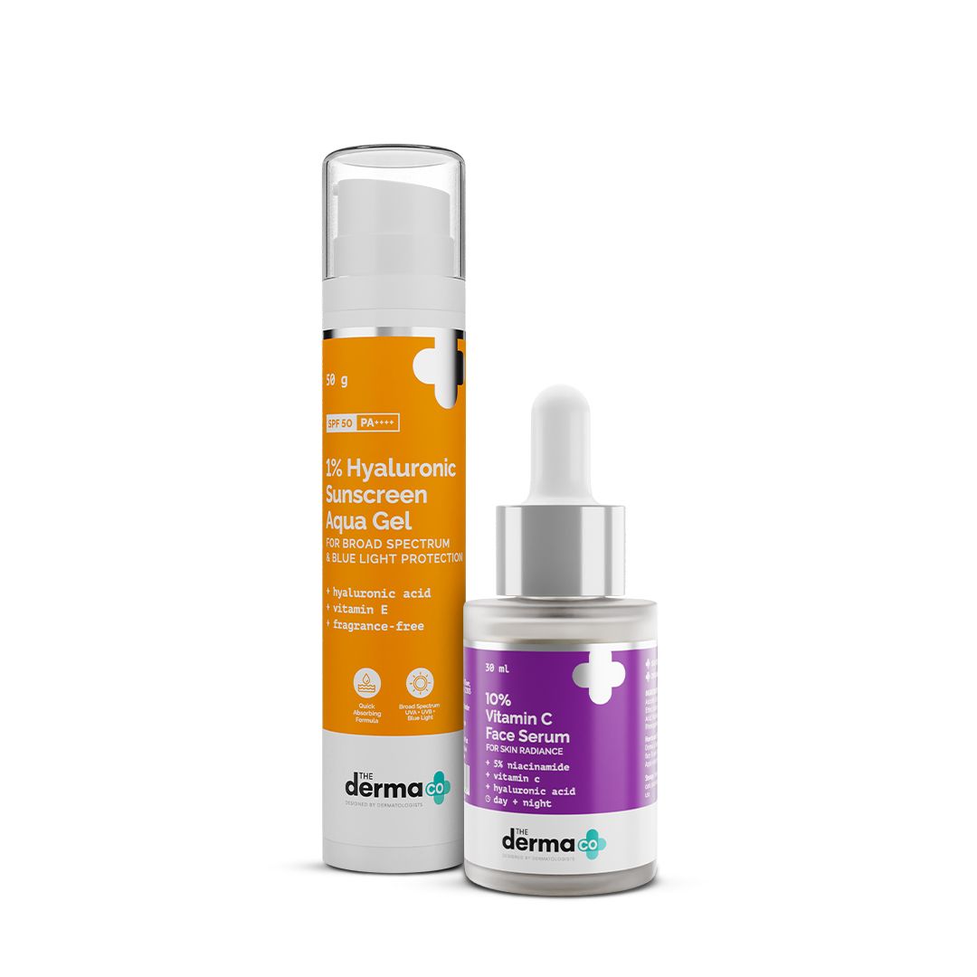 Radiant Skin Combo (1% Hyaluronic Sunscreen Aqua Gel + 10% Vitamin C Face Serum 30 ml Combo)