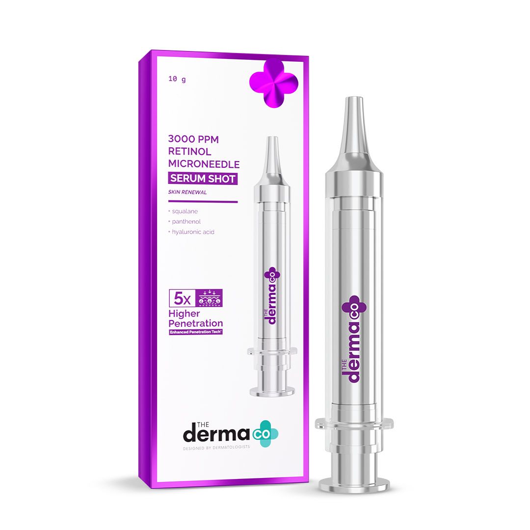 the derma co microneedle serum shot with retinol, squalane, panthenol, hyaluronic acid