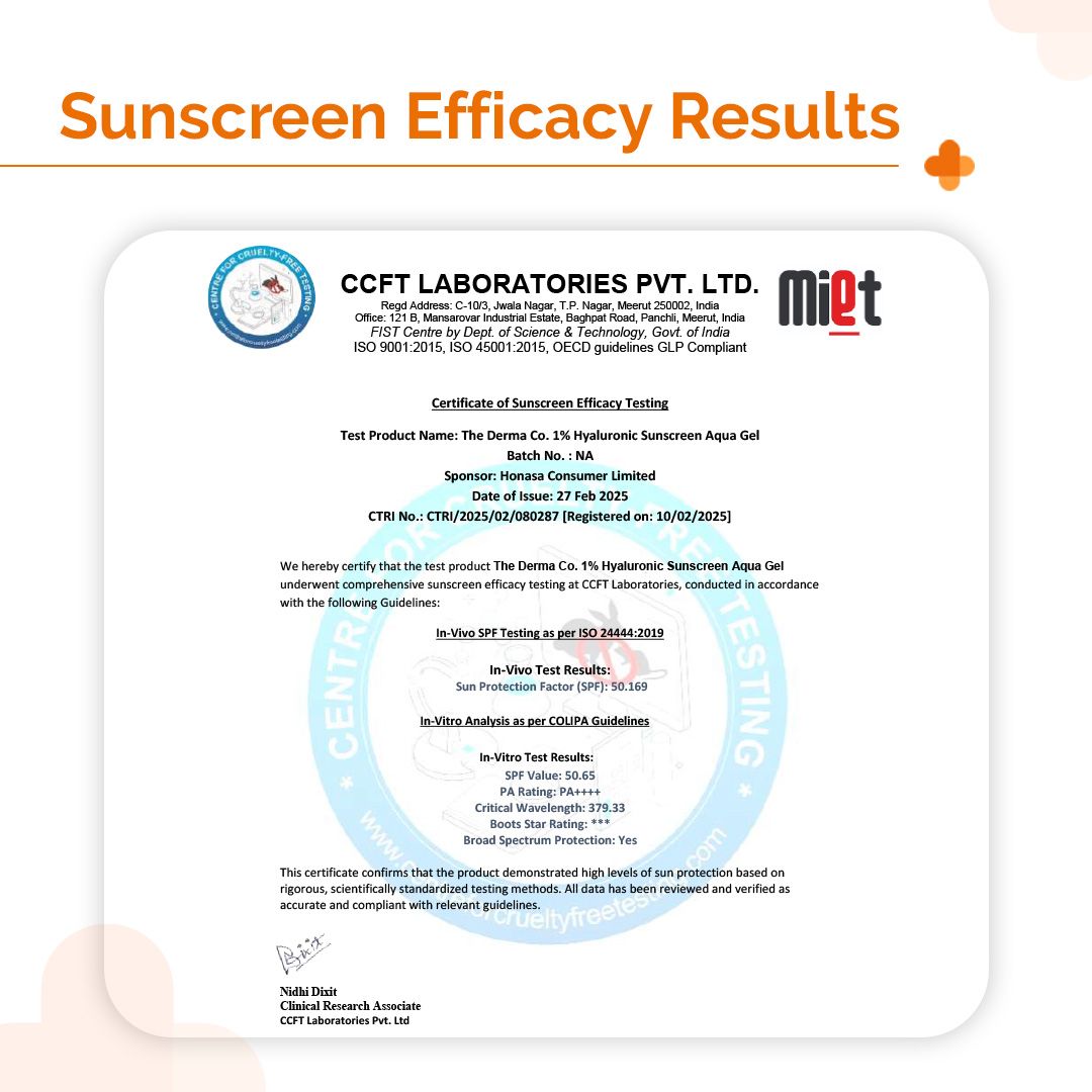1% Hyaluronic Sunscreen Aqua Gel In Vivo Tested (ISO 24444:2019 Certified, CTRI/2025/02/080287) with SPF 50 & PA++++ - 80g (Pack of 2)