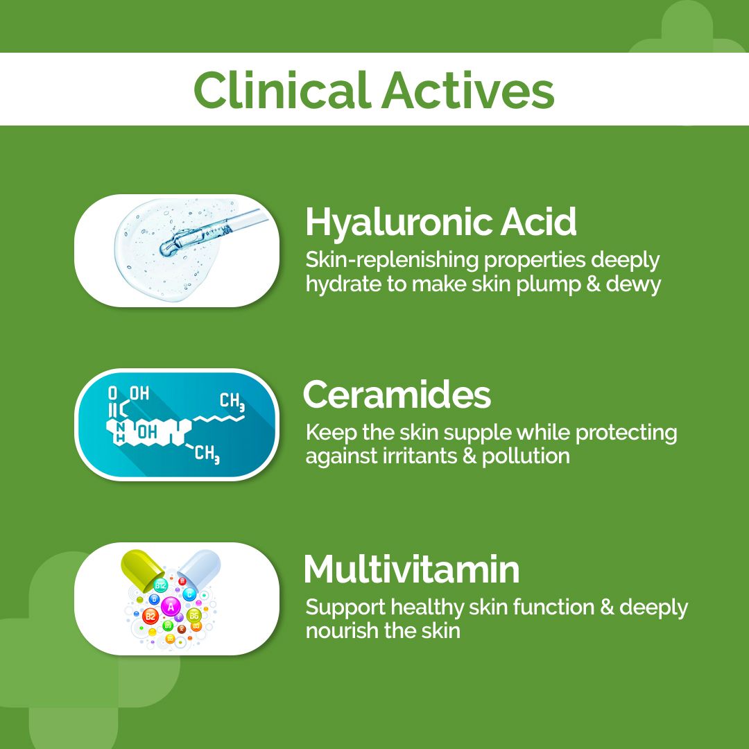 Oil-Free Daily Face Moisturizer With Hyaluronic Acid, Ceramides & Multivitamins for Non-Greasy & Hydrated Skin - 100g