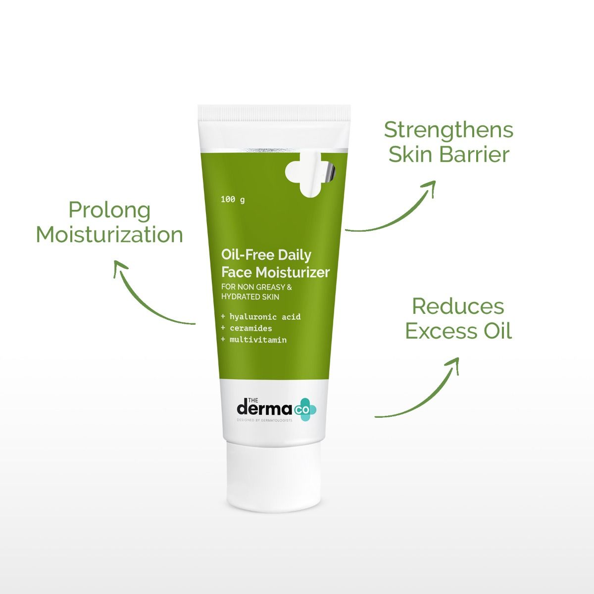 Oil-Free Daily Face Moisturizer With Hyaluronic Acid, Ceramides & Multivitamins for Non-Greasy & Hydrated Skin - 100g (Pack of 2)