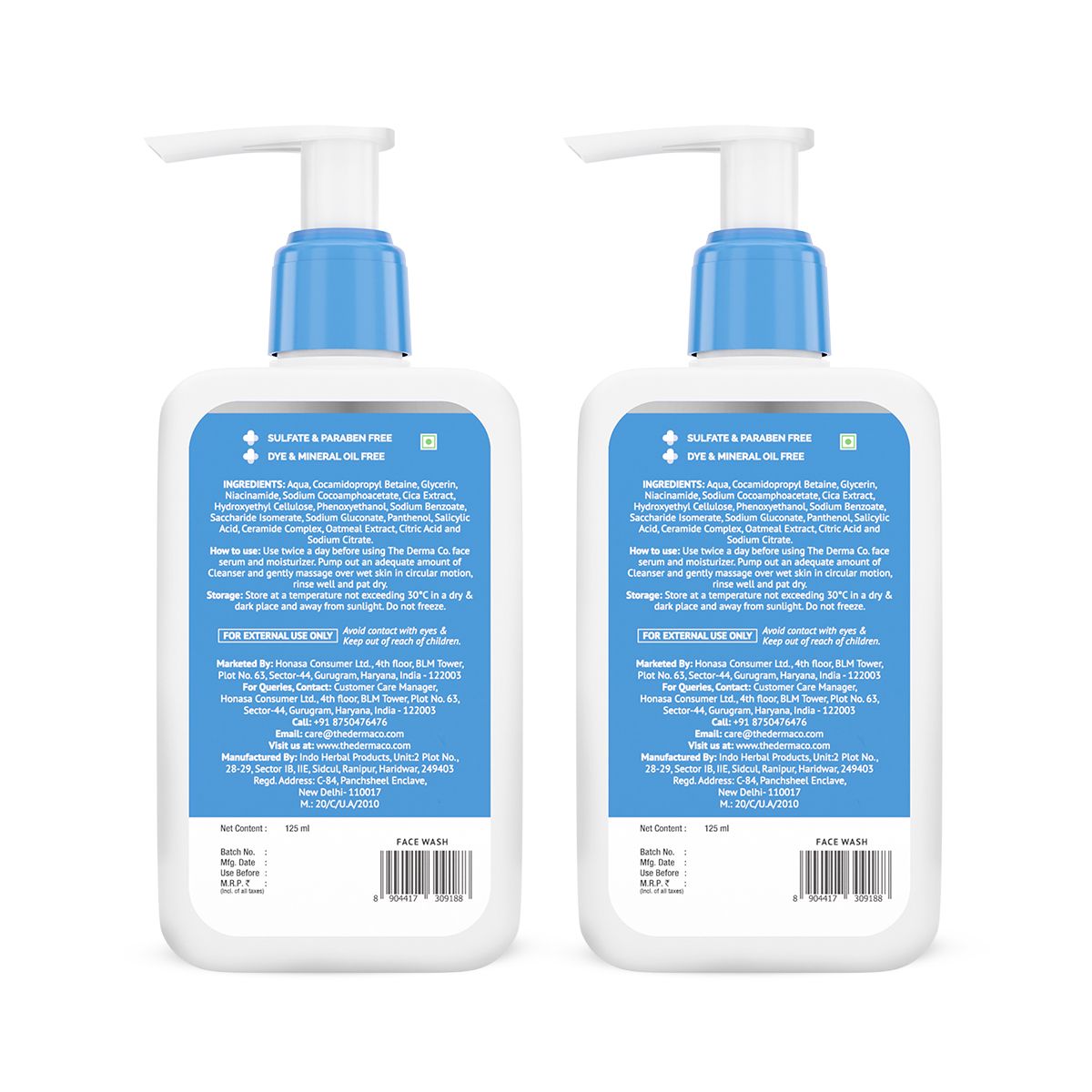 2% Niacinamide Oily Skin Cleanser for Sensitive, Oily &  Combination Skin - 125ml (Pack of 2)
