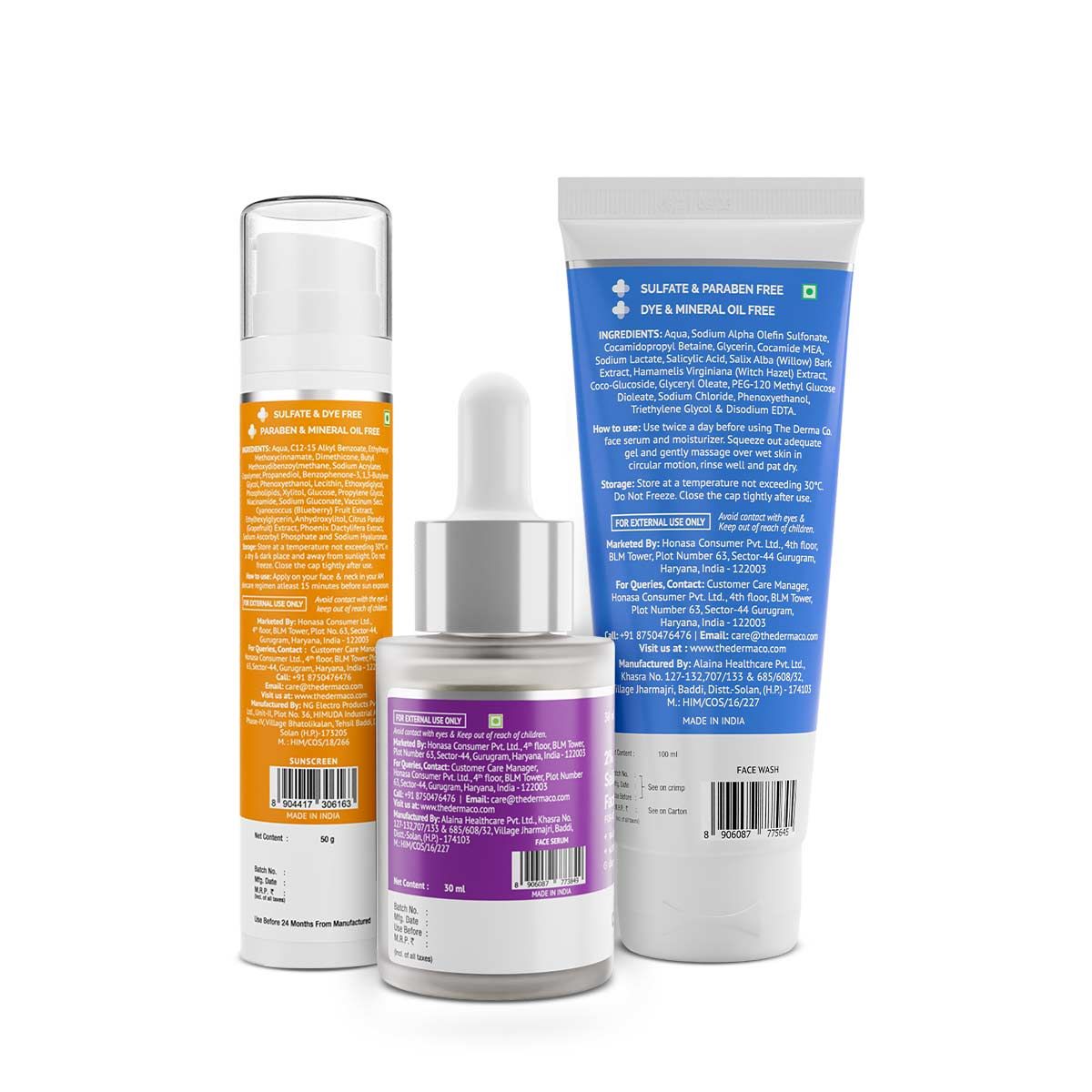 Skin Brightening & Sun Protection Kit (2% Vitamin C Gel Daily Face Wash + 10% Vitamin C Face Serum + C-Cinamide Radiance Sunscreen Aqua Gel)